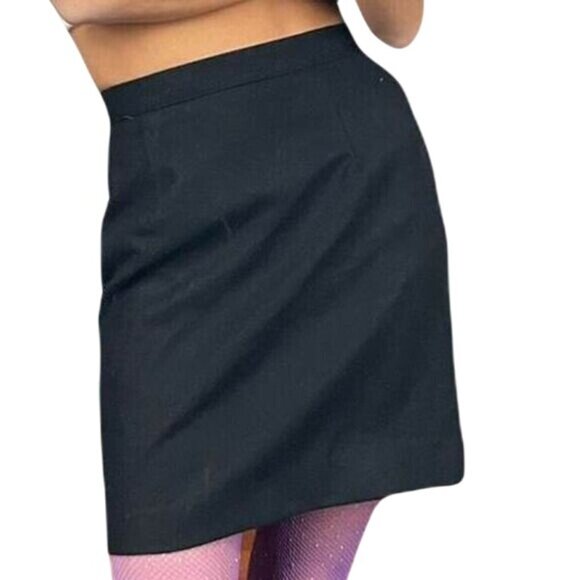 J.Crew Black Cotton Blend Mini Skirt With Back Pockets & Side Zip‎ Size 2 - Picture 1 of 5